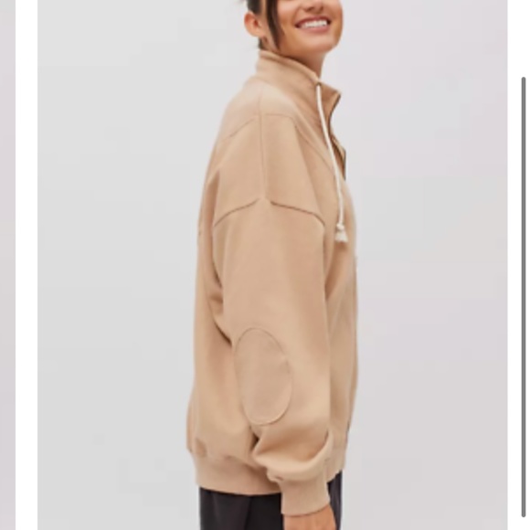 BDG Porter Zip-Up Sweatshirt Jacket Natural Beige Cream - Picture 3 of 5